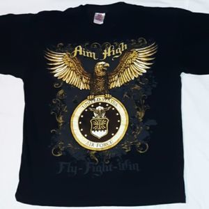 USAF Air Force Aim High Fly-Fight-Win T-Shirt L‎